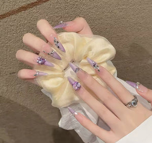 Korean Glass Jelly Nails - French Lavender Luxury Press-on Nails