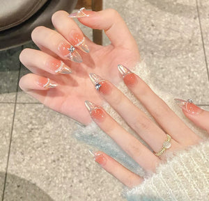 Aurora French Tip, Medium Length, Luxury Press-on Nails