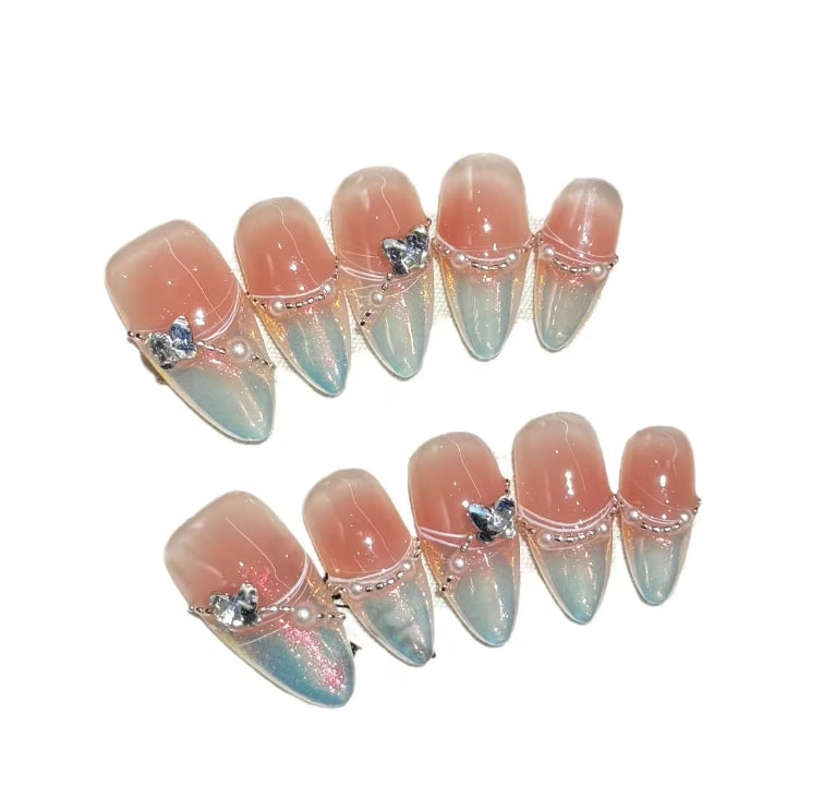 Aurora French Tip, Medium Length, Luxury Press-on Nails