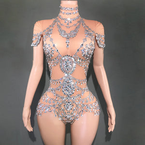 Life of a Showgirl Costume - Rhinestone Sheer Nude Showgirl Bodysuit - Swiftie Showgirl Costume