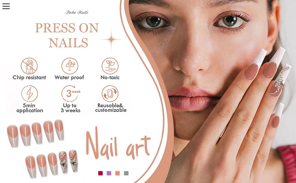 French Disco Ball Press-on Nails