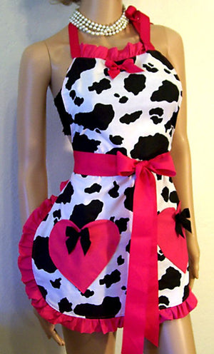 Polka Dot Apron, Retro Apron, Hostess Apron, Designer Apron, Sexy Apron, Pin Up Apron