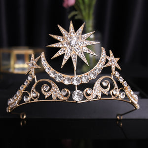 Celestial Rhinestone Crown - Sun & Moon Crown Tiara - Witchy Crown