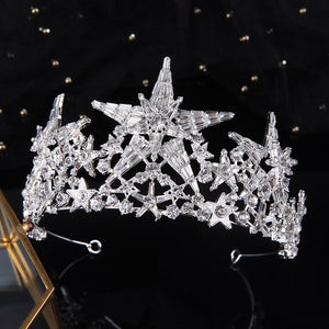 NEW ARRIVAL - Baroque Sparkling Crystal Star Crown, Celestial Star Crown, Large star Crown, Witchy Crown