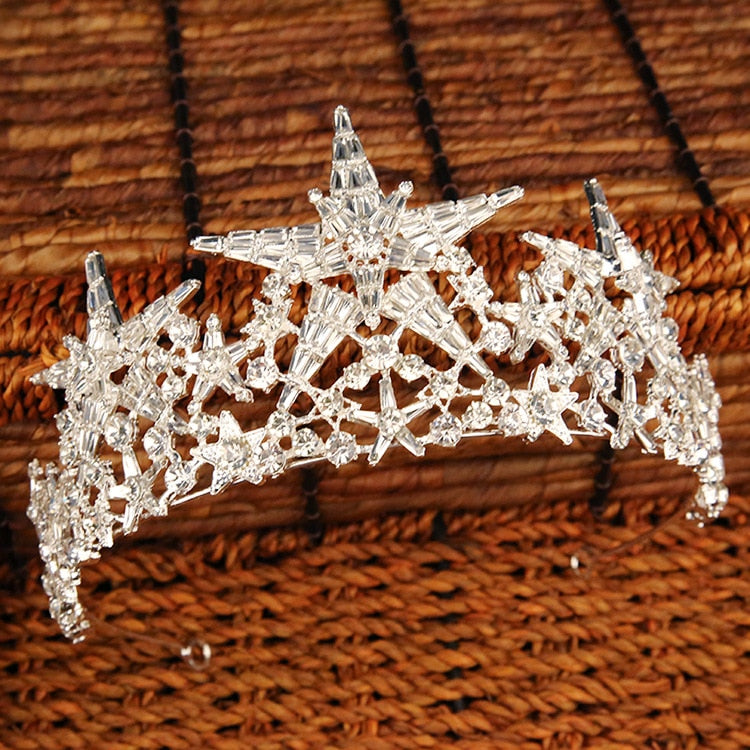 NEW ARRIVAL - Baroque Sparkling Crystal Star Crown, Celestial Star Crown, Large star Crown, Witchy Crown