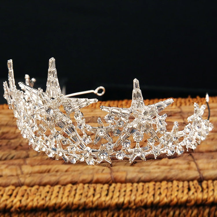 NEW ARRIVAL - Baroque Sparkling Crystal Star Crown, Celestial Star Crown, Large star Crown, Witchy Crown