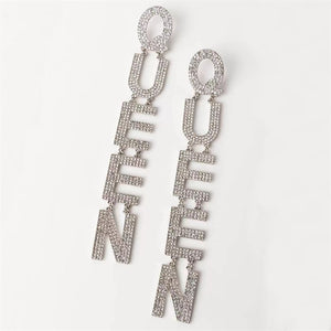 NEW ARRIVAL- Queen Rhinestone Dangle Earrings, Queen Drop Earrings, Royal Dangle Earrings, Exaggerated Earrings