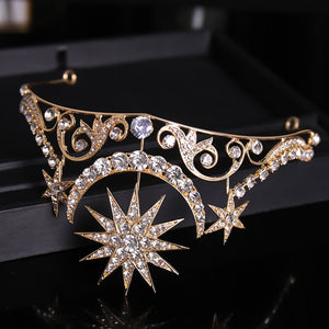 Celestial Rhinestone Crown - Sun & Moon Crown Tiara - Witchy Crown