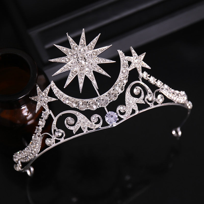 Celestial Rhinestone Crown - Sun & Moon Crown Tiara - Witchy Crown