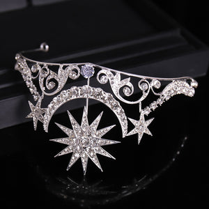 Celestial Rhinestone Crown - Sun & Moon Crown Tiara - Witchy Crown