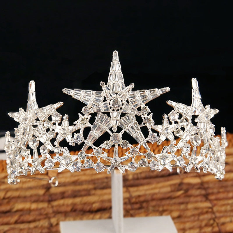 NEW ARRIVAL - Baroque Sparkling Crystal Star Crown, Celestial Star Crown, Large star Crown, Witchy Crown