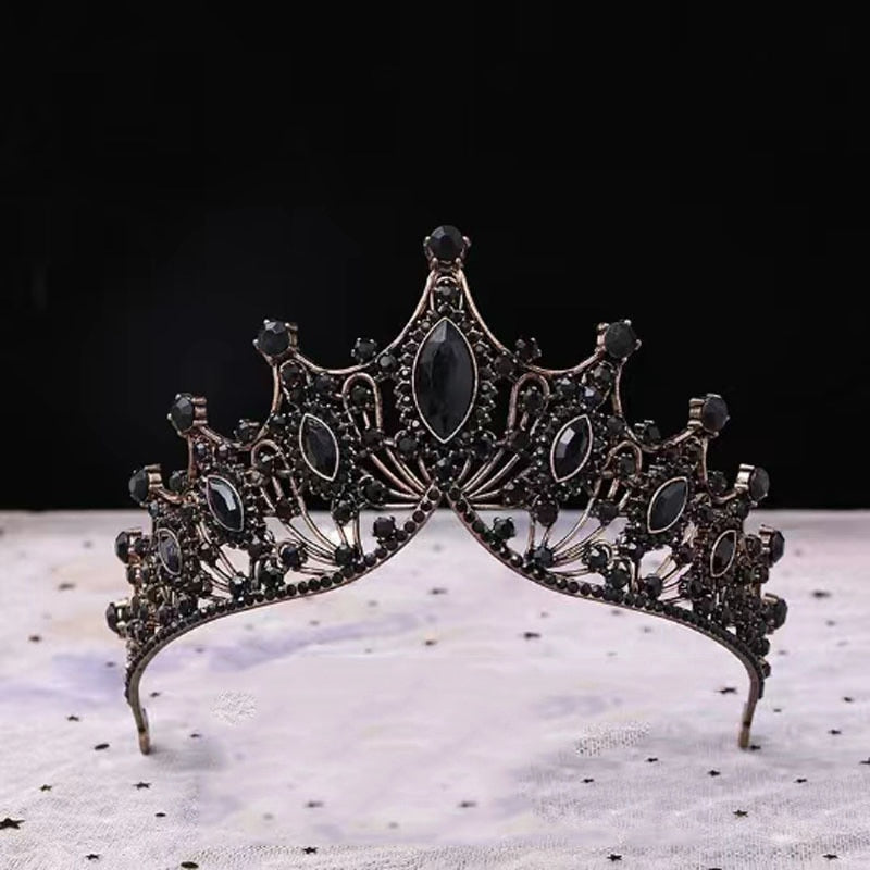 LARGE CROWN-Birthday Photoshoot - Black Diamond Crown - Royal Crown - Birthday Crown - Baroque Crown