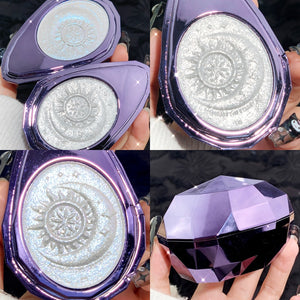 Purple Diamond Moon-dust Highlight Powder Palette - Amethyst Jewel Highlighter Palette - Purple & White Hue Powder - Beauty