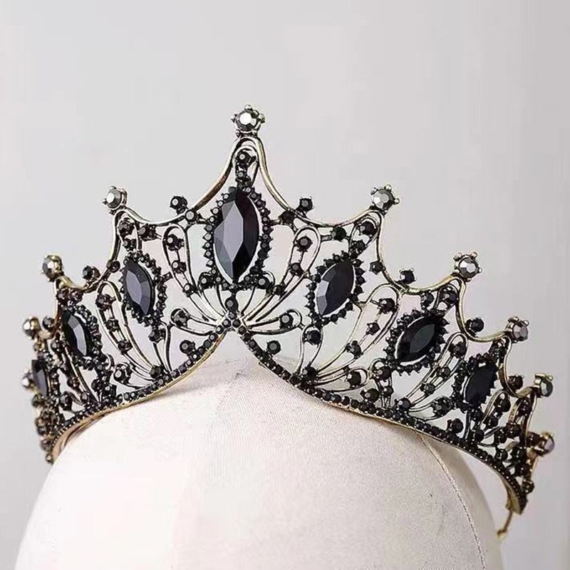 LARGE CROWN-Birthday Photoshoot - Black Diamond Crown - Royal Crown - Birthday Crown - Baroque Crown