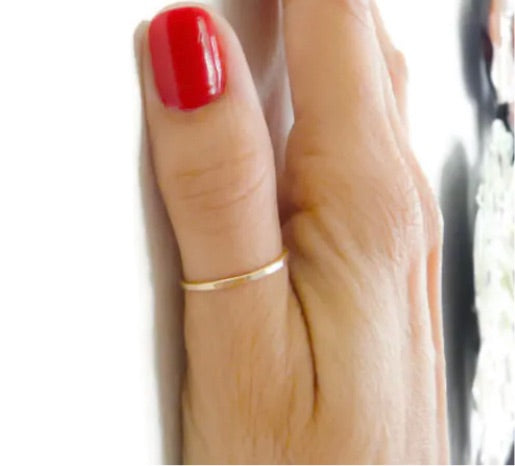 9k Solid Gold Thin Band Ring - Minimalist SOLID Gold Bands - Solid Gold Thumb Rings