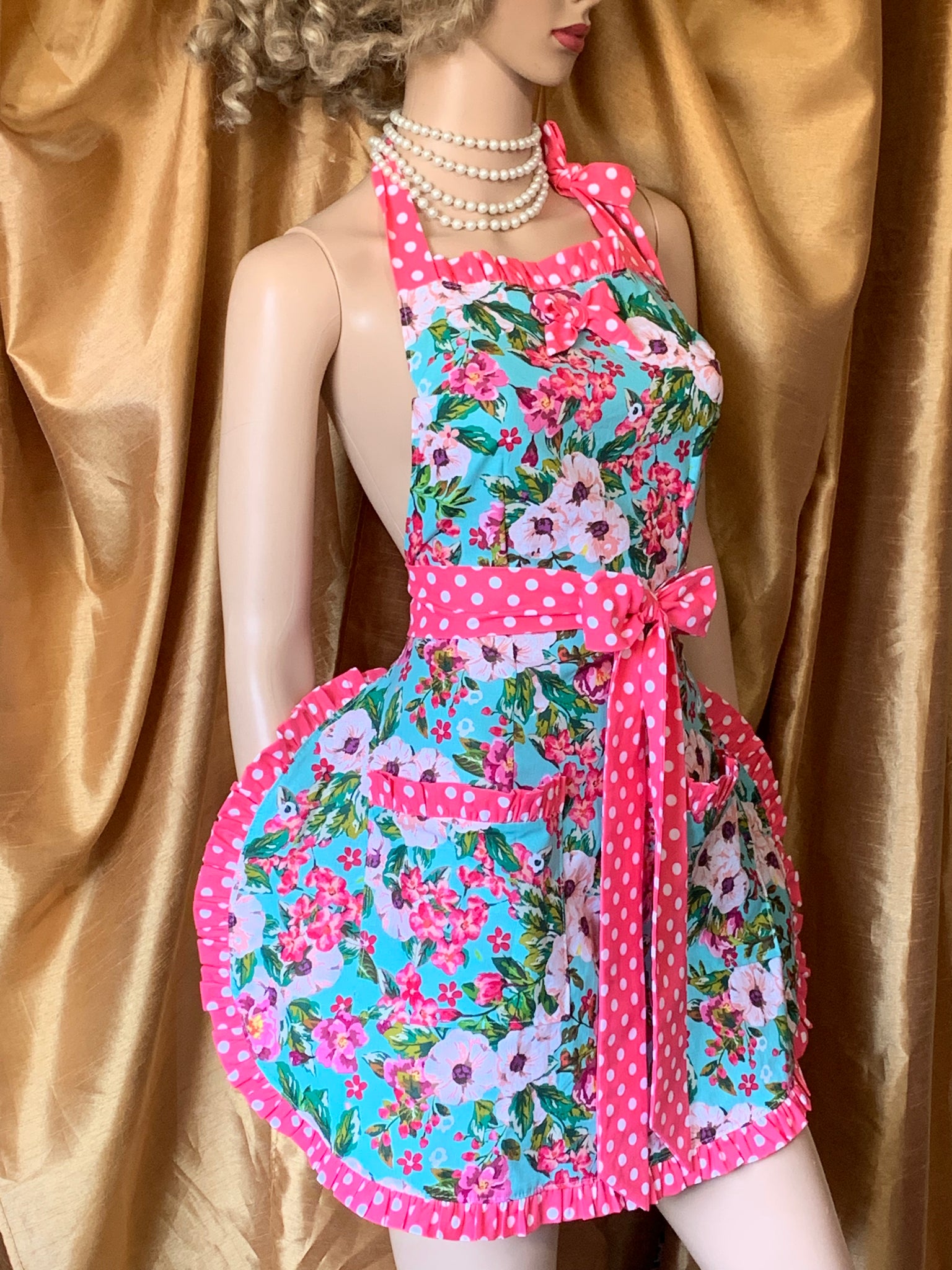 cute apron dress Vintage Pinafore Apron Dress for Women with Pockets Cute Floral Chef Aprons for