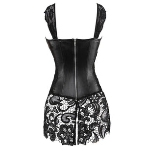 Lace Queen Bee Corset Dress - Birthday Photoshoot Dress - Black Leathe By Order Of The Queen & Luxury Press On Nails Lace Queen Bee Corset Dress - Birthday Photoshoot Dress - Black Leathe By Order Of The Queen & Luxury Press On Nails