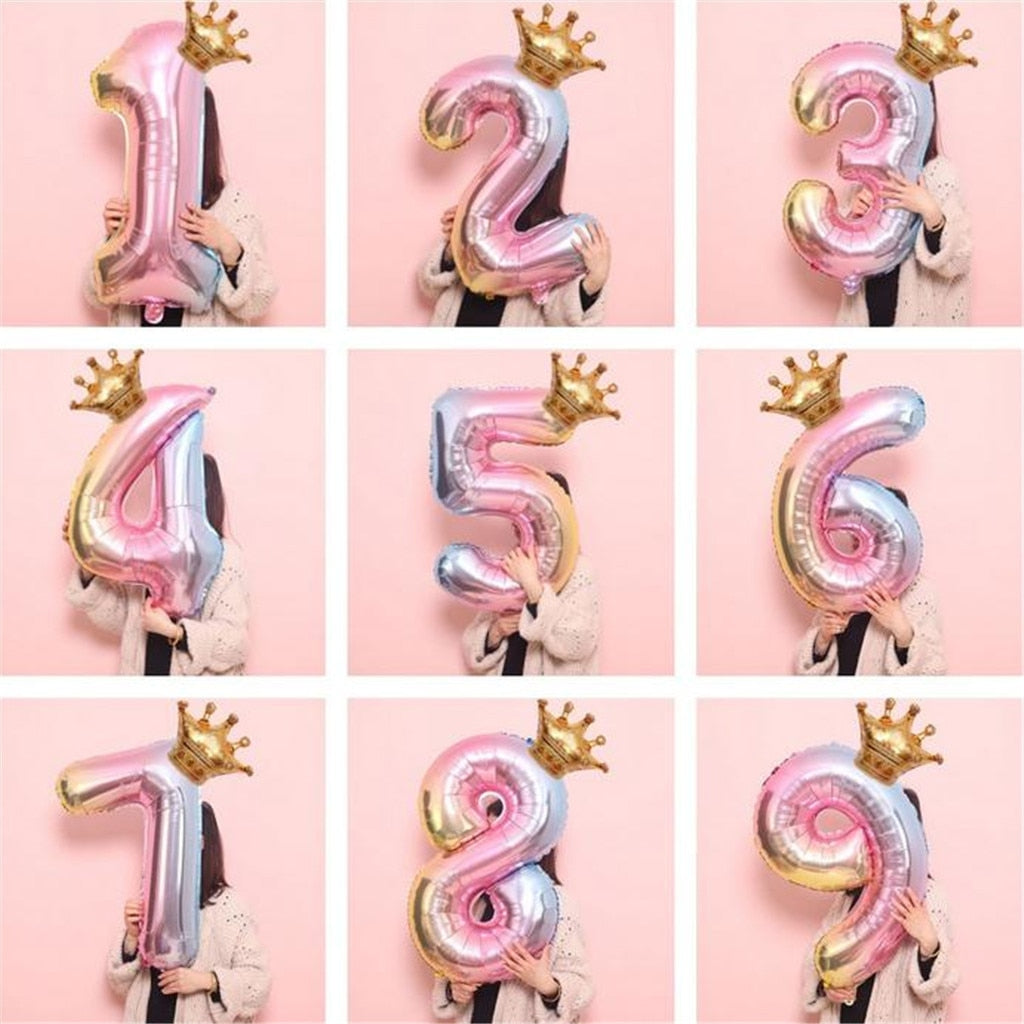 Large PINK Crown Balloon, Birthday Balloons, Large PINK Number Balloons