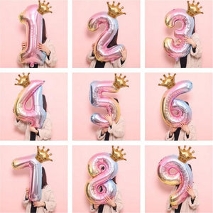 Large PINK Crown Balloon, Birthday Balloons, Large PINK Number Balloons
