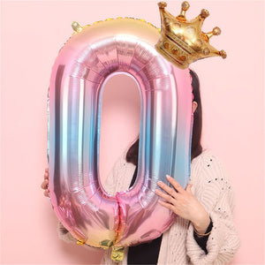 Large PINK Crown Balloon, Birthday Balloons, Large PINK Number Balloons