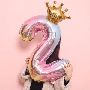 Large PINK Crown Balloon, Birthday Balloons, Large PINK Number Balloons
