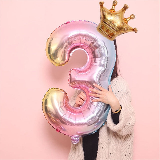 Large PINK Crown Balloon, Birthday Balloons, Large PINK Number Balloons