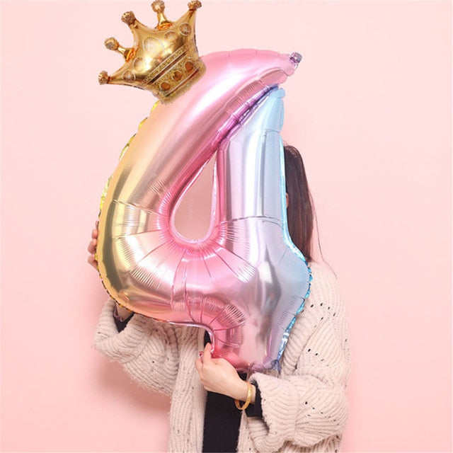 Large PINK Crown Balloon, Birthday Balloons, Large PINK Number Balloons