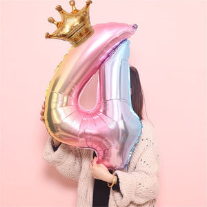 Large PINK Crown Balloon, Birthday Balloons, Large PINK Number Balloons
