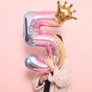 Large PINK Crown Balloon, Birthday Balloons, Large PINK Number Balloons