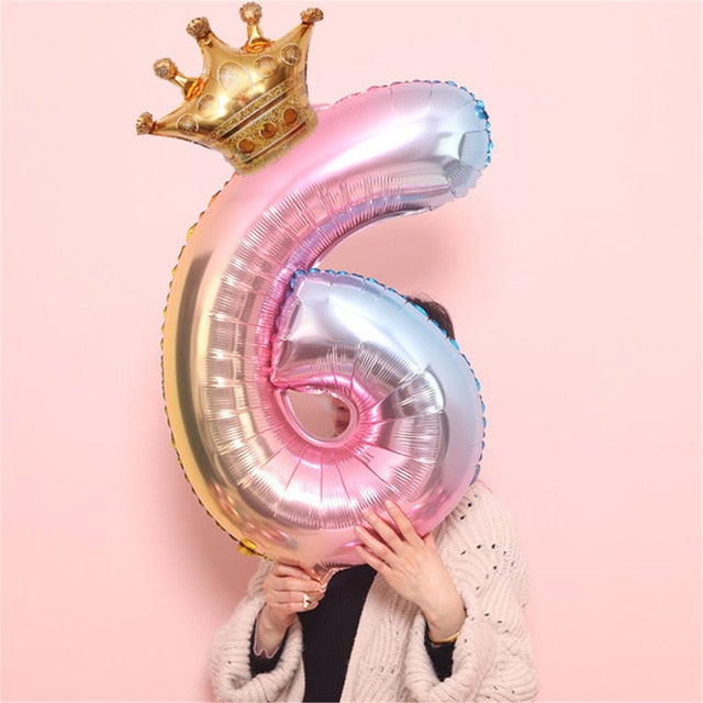Large PINK Crown Balloon, Birthday Balloons, Large PINK Number Balloons