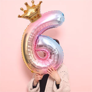 Large PINK Crown Balloon, Birthday Balloons, Large PINK Number Balloons
