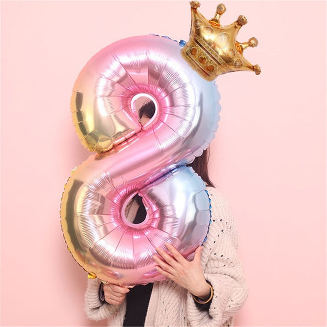 Large PINK Crown Balloon, Birthday Balloons, Large PINK Number Balloons