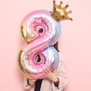 Large PINK Crown Balloon, Birthday Balloons, Large PINK Number Balloons
