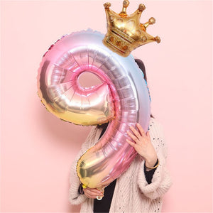 Large PINK Crown Balloon, Birthday Balloons, Large PINK Number Balloons