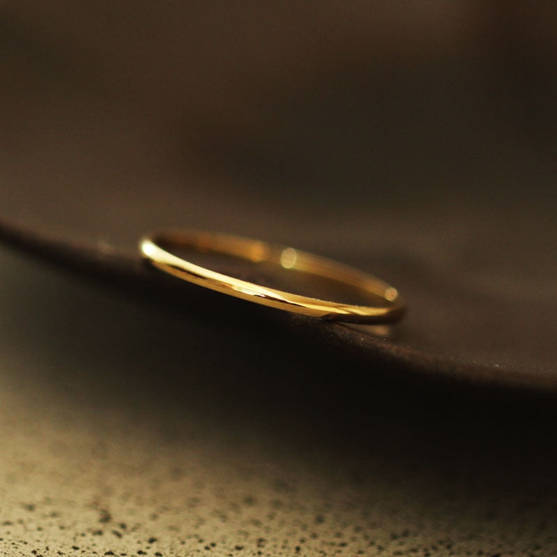 9k Solid Gold Thin Band Ring - Minimalist SOLID Gold Bands - Solid Gold Thumb Rings