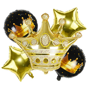 Black & Gold Crown Number Balloons -Birthday Photoshoot Balloons - Milestones Celebration balloons