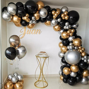 Black & Gold Balloon Garland - Silver Gold Balloons Garland Kit - Black Balloon Garland