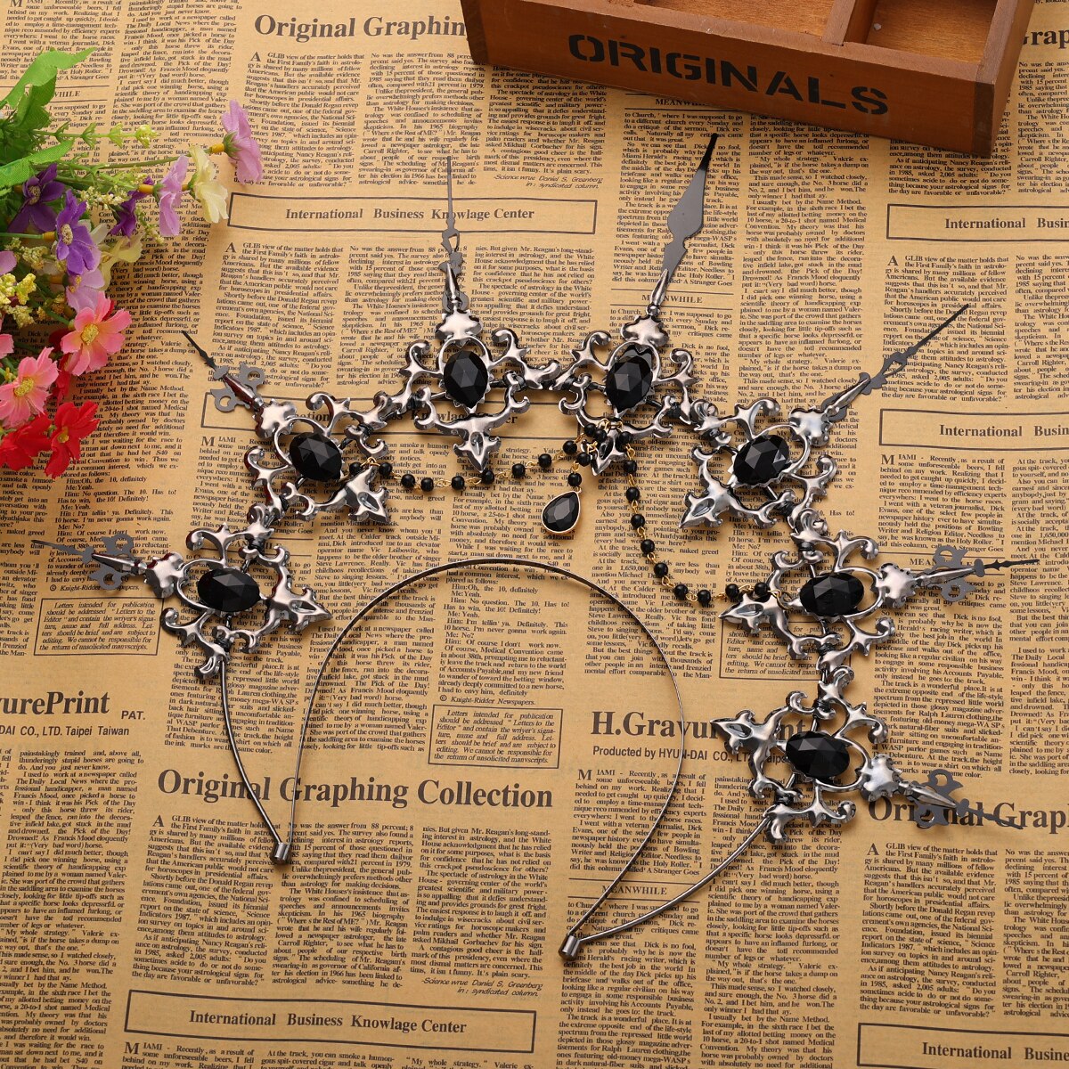 Baroque Spike Halo Crown Headpiece Headdress, Gold Queen Headdress